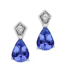 Kallati Tanzanite and Diamond Accented Earrings in 14K White Gold. Perfect Pop!